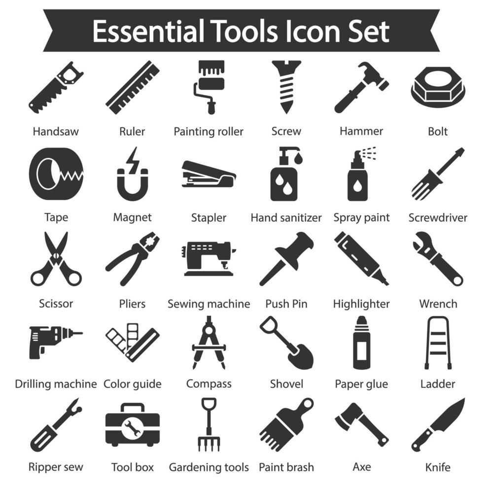 paquete de iconos de herramientas esenciales vector