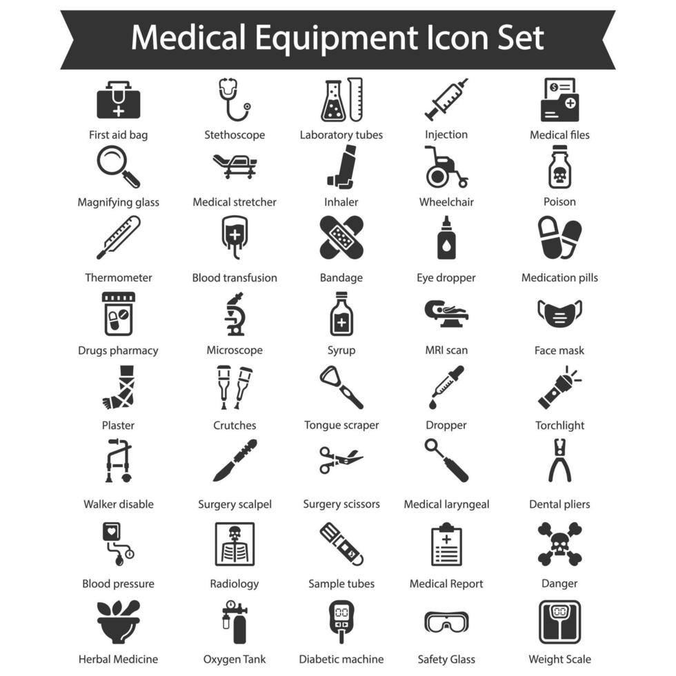 paquete de iconos de equipos médicos vector