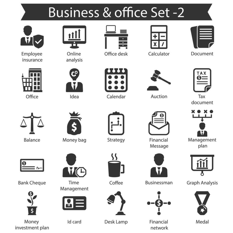 paquete de iconos de negocios y oficina vector