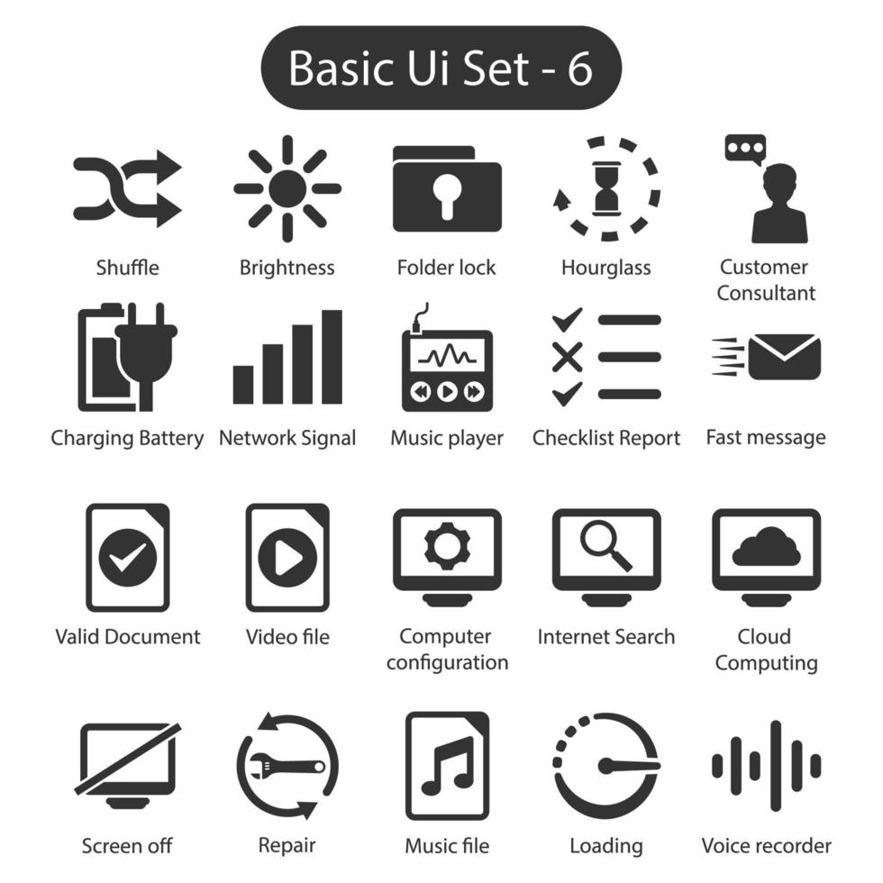 paquete básico de iconos de interfaz de usuario vector