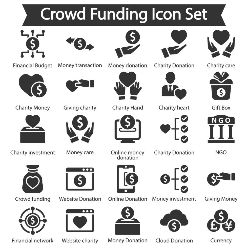 Crowd Funding Icon Pack vector