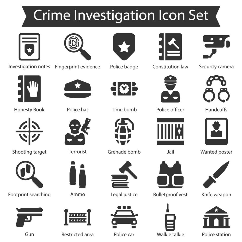 paquete de iconos de investigación de delitos vector