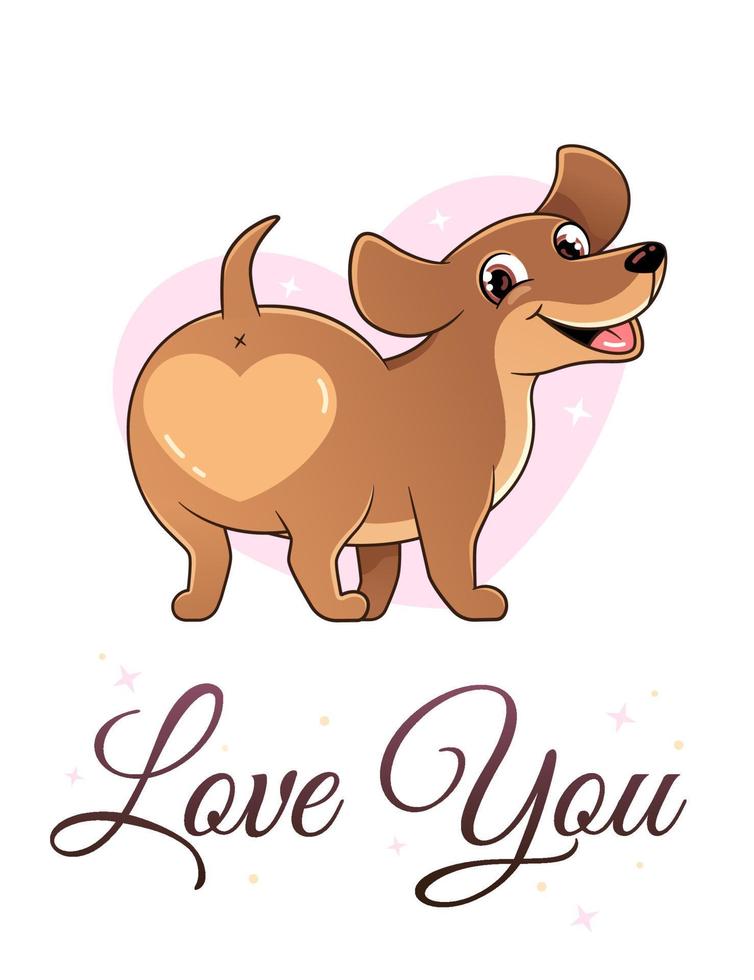 Dachshund with a heart butt vector