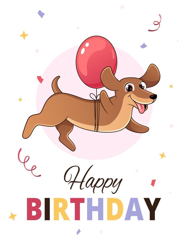 Dachshund flying on a balloon vector