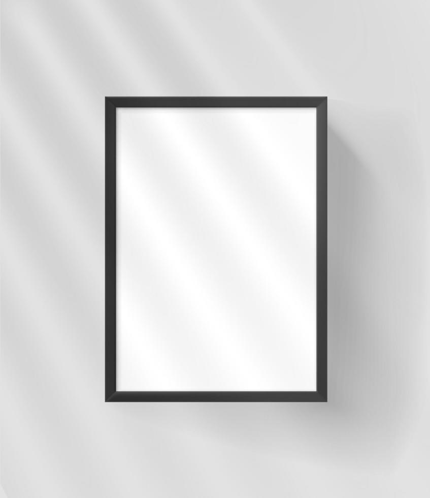 A4 photo frame mockup with sun flare effect. Light of the window with blinds vector