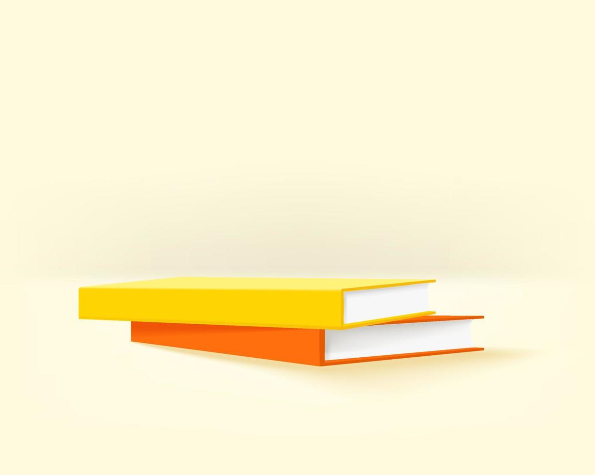 Two paper books on a table. 3d style vector illustration