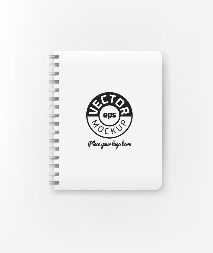 White binder lying on a table. Vector mockup. Place your logo or any content