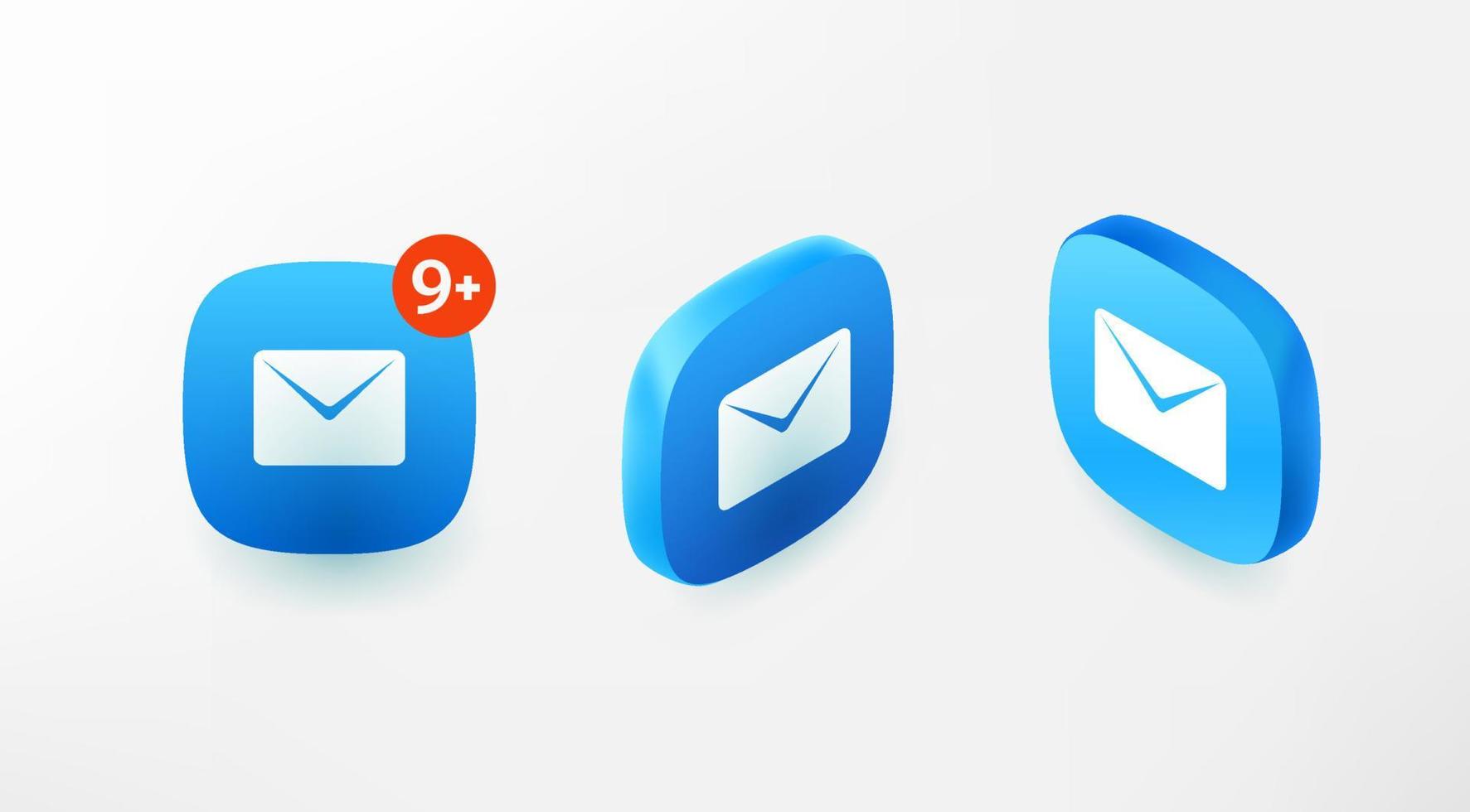 New message icons set in perspective. Vector 3d style app icons