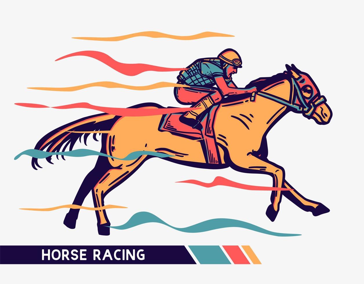 ilustración vectorial hombre carreras de caballos con ilustraciones vectoriales de color de movimiento vector