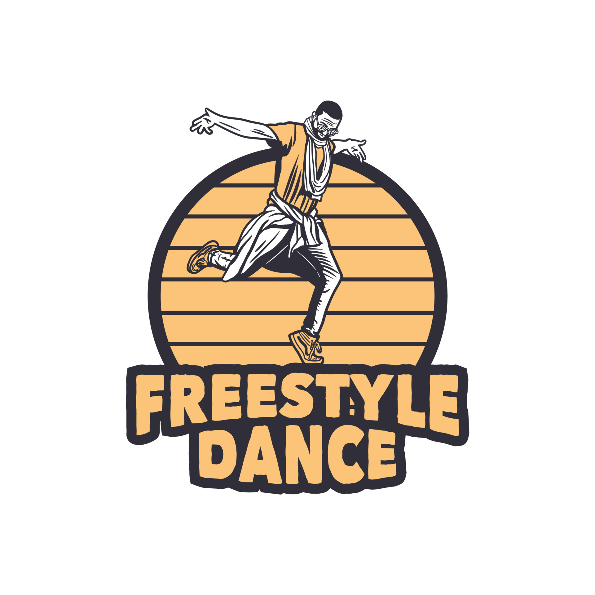 logo design freestyle dance with man dancing vintage illustration