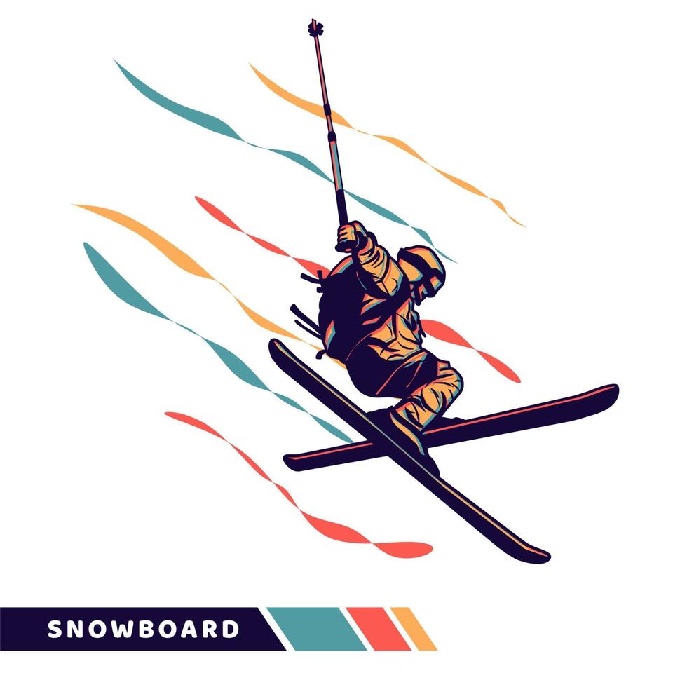 ilustración vectorial snowboard con ilustraciones vectoriales de color de movimiento vector