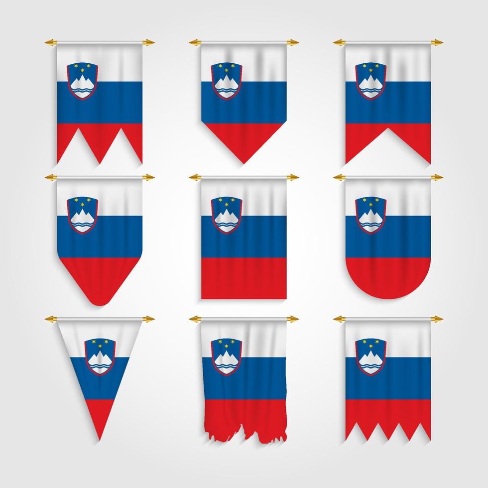 Bandera de Eslovenia en diferentes formas, bandera de Eslovenia en varias formas vector