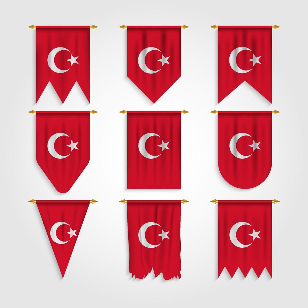 Turkey flag in different shapes, Flag of Turkey in various shapes vector