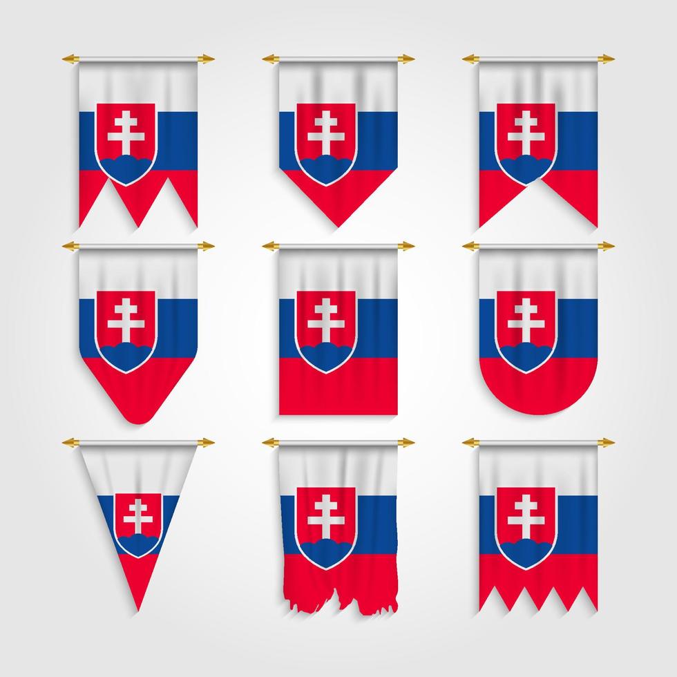 Bandera de Eslovaquia en diferentes formas, bandera de Eslovaquia en varias formas vector