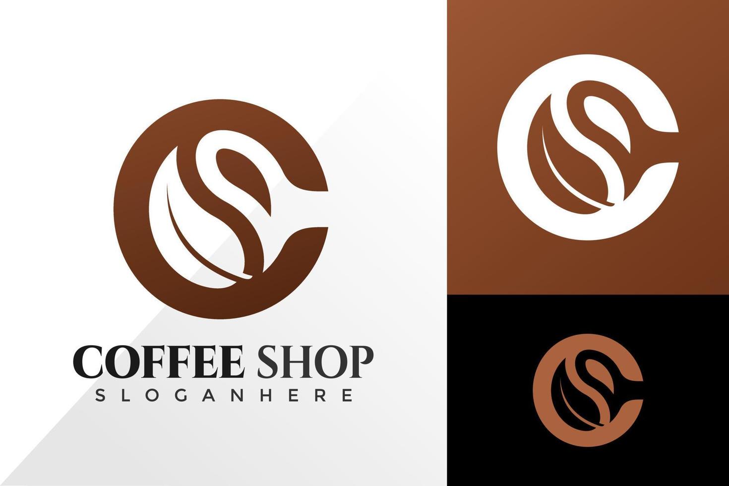 Plantilla de vector de diseño de logotipo de cafetería de letra c