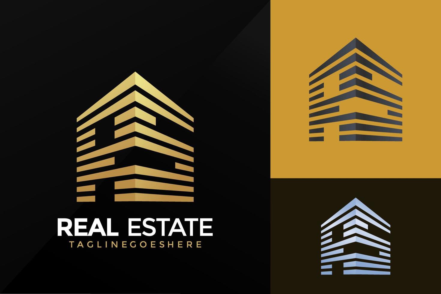 Gold City Building with Initial Letter R S, Golden Real Estate Apartment with RS Monogram luxury elegant logo design vector