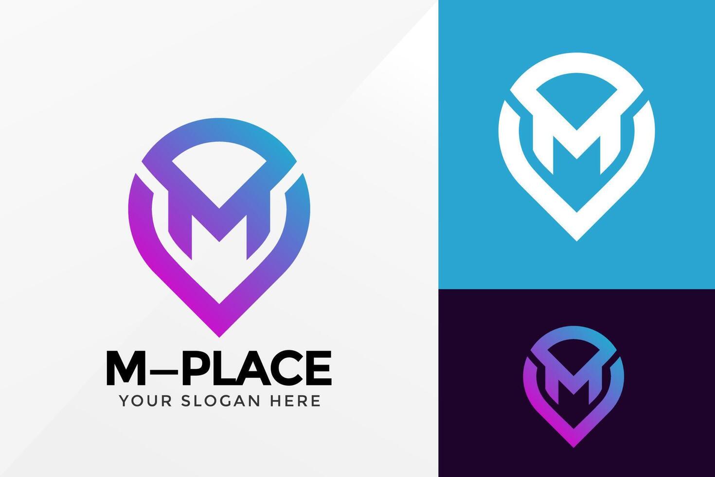 Letter M Mark Place Location Logo Design, Brand Identity logos vector, modern logo, Logo Designs Vector Illustration Template