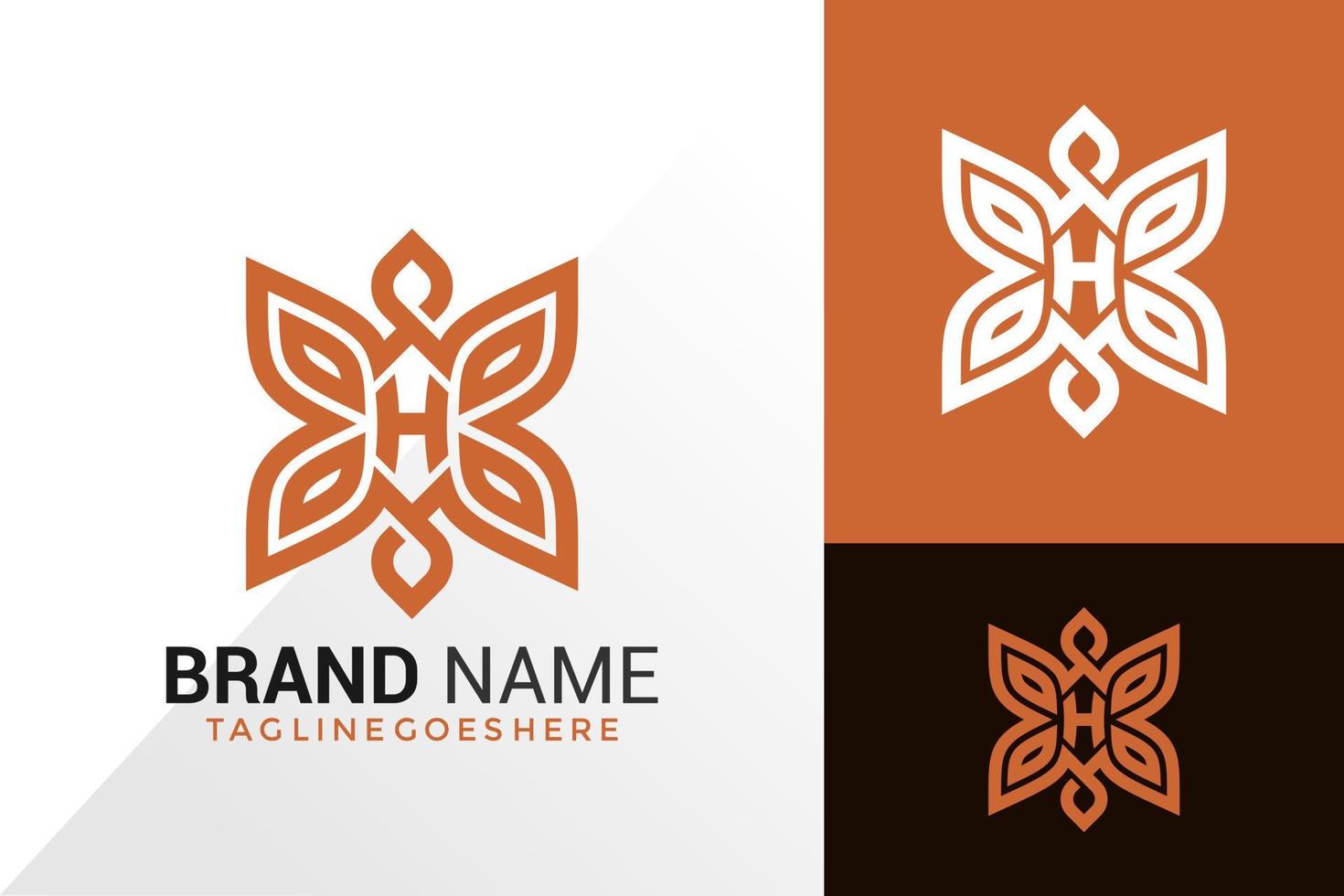 Letter H Butterfly Logo Design, Creative Logos Designs Concept for Template vector