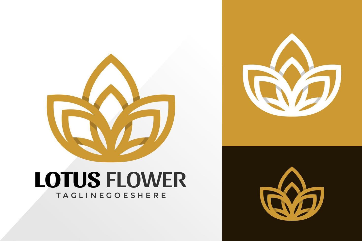 Golden Lotus Spa Logo Vector Design, Creative Logos Designs Concept for Template