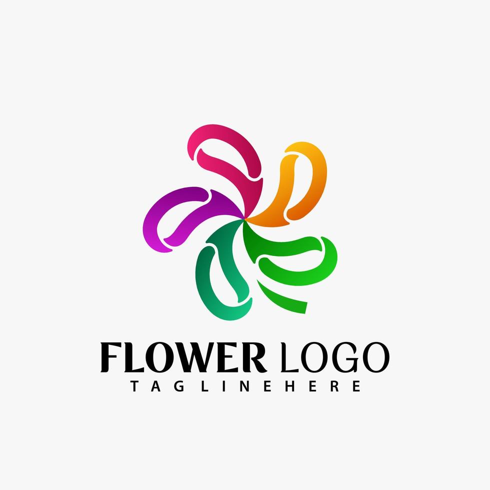 Trébol de la suerte de flores de colores, concepto de diseño de logotipo emblema abstracto para plantilla vector