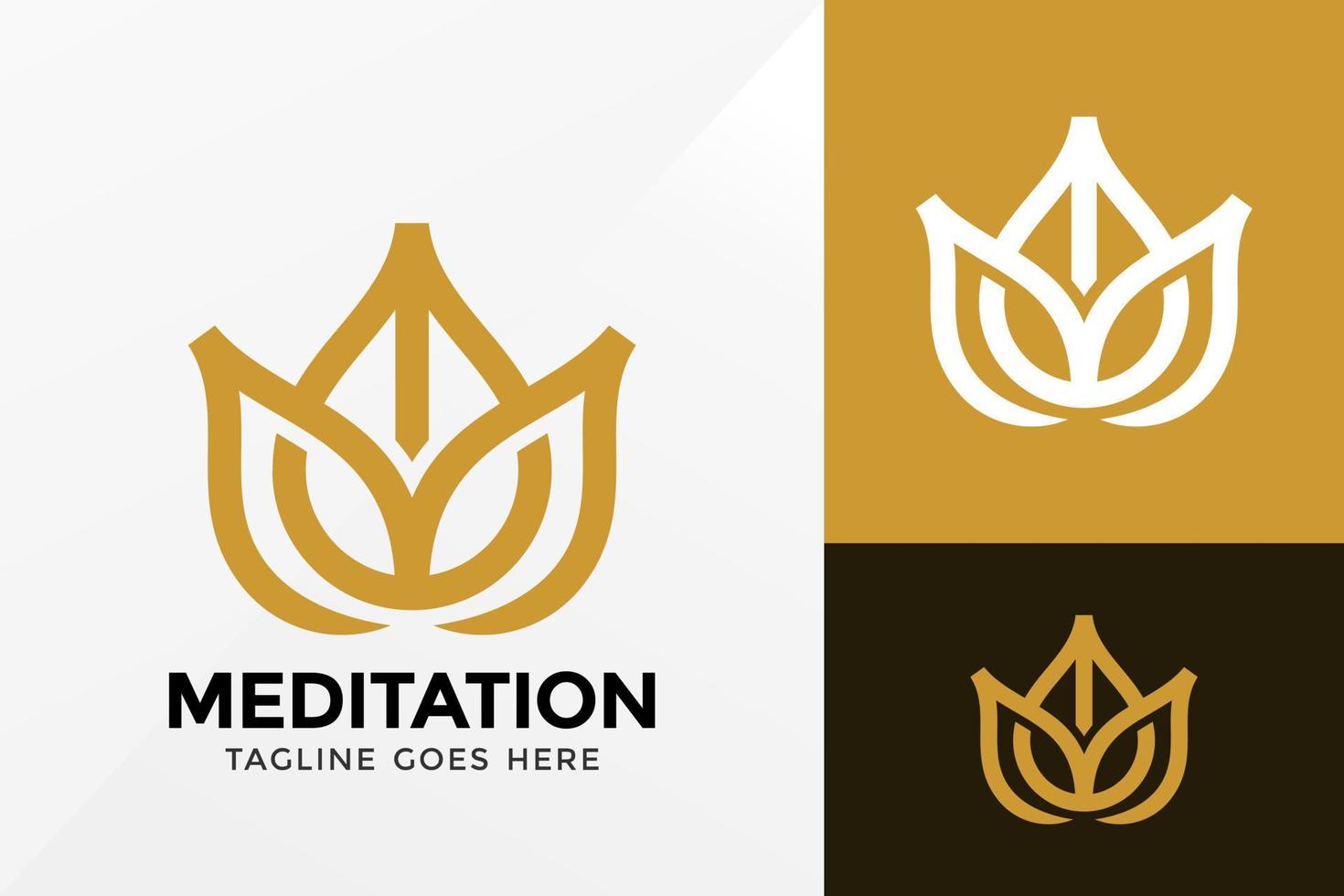 Diseño de logotipo de meditación de loto de letra m, diseños de logotipos de identidad de marca plantilla de ilustración vectorial vector