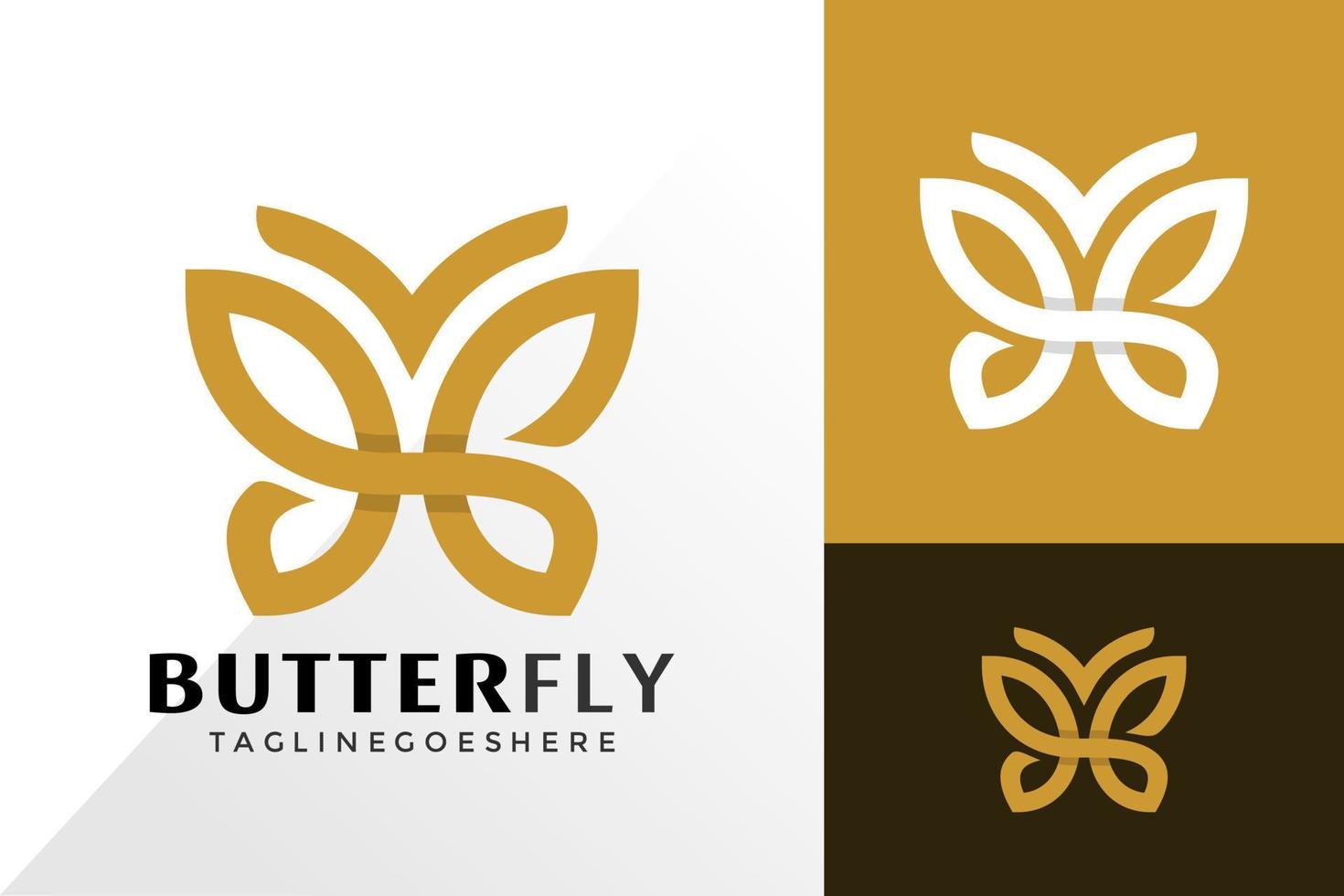 Diseño de vector de logotipo de línea de mariposa de lujo, concepto de diseños de logotipos creativos para plantilla