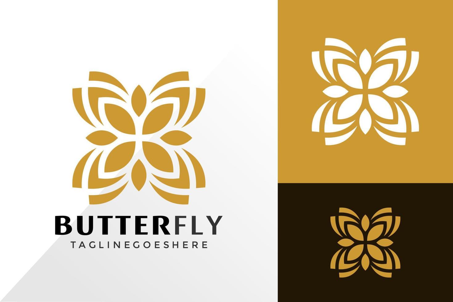 Golden Butterfly and Leaf Logo Vector Design, Creative Logos Designs Concept for Template