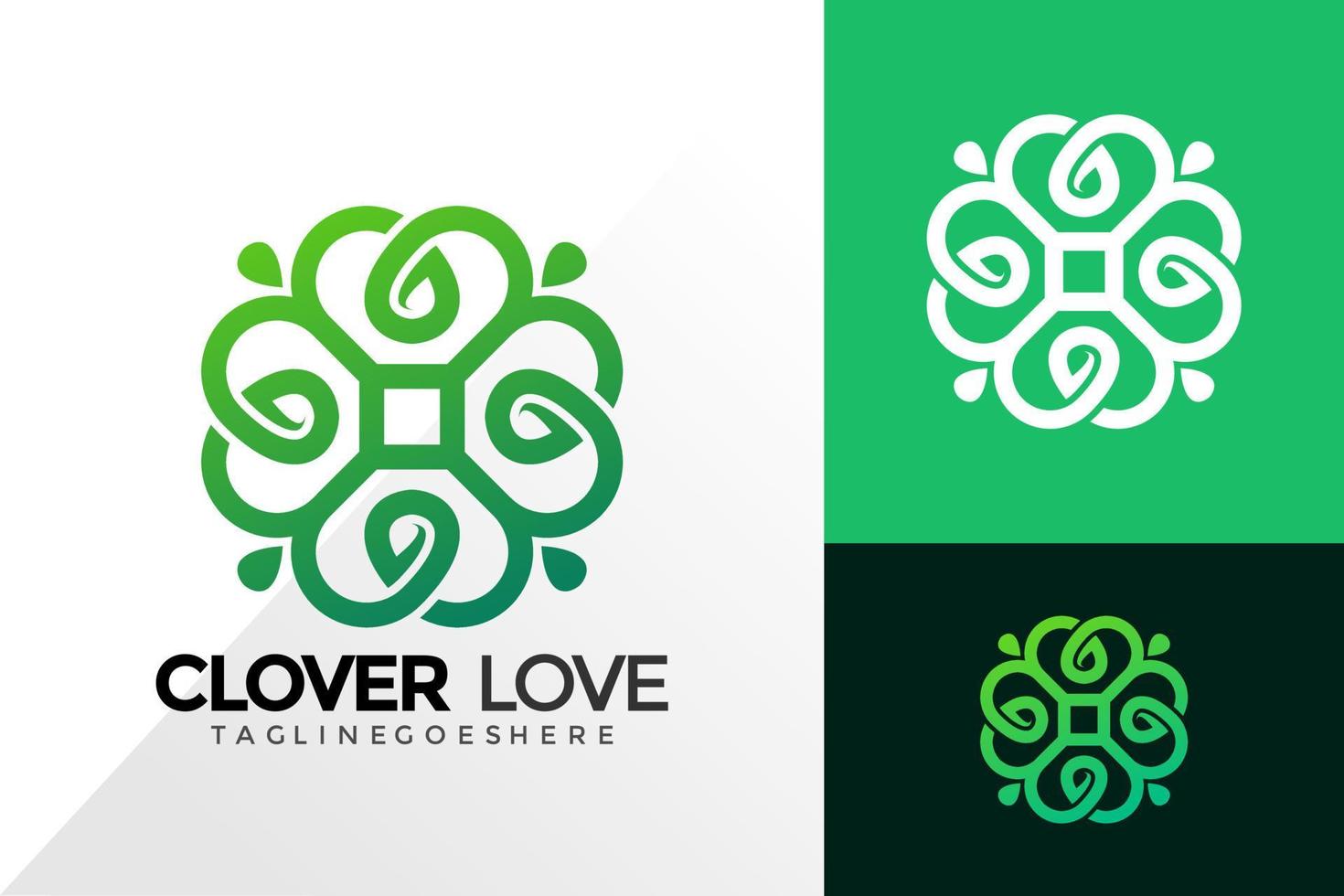 Diseño de logotipo de ornamento de amor de trébol, concepto de diseños de logotipos abstractos para plantilla vector