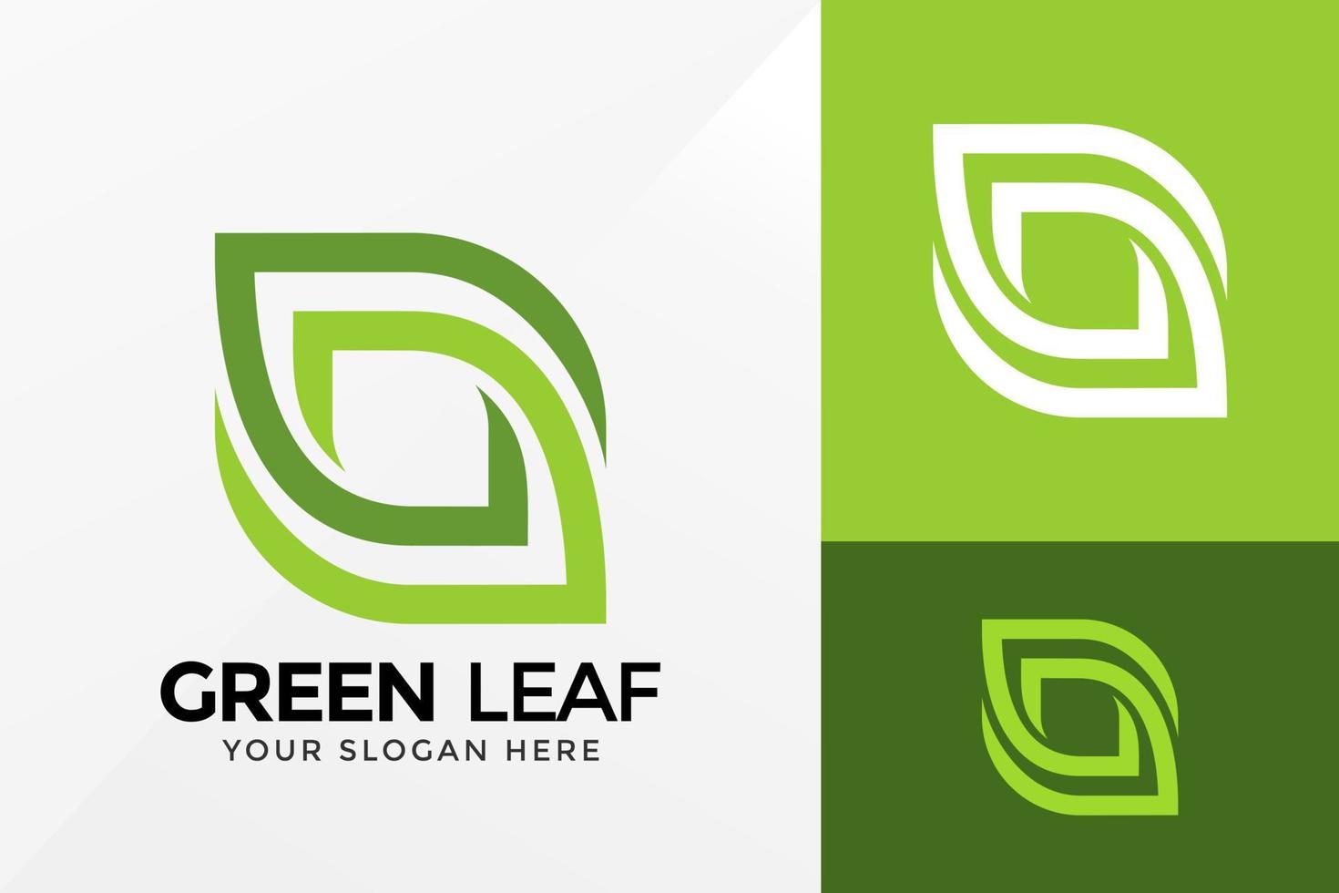 Diseño de logotipo de energía de hoja verde, vector de logotipos de identidad de marca, logotipo moderno, plantilla de ilustración de vector de diseños de logotipo