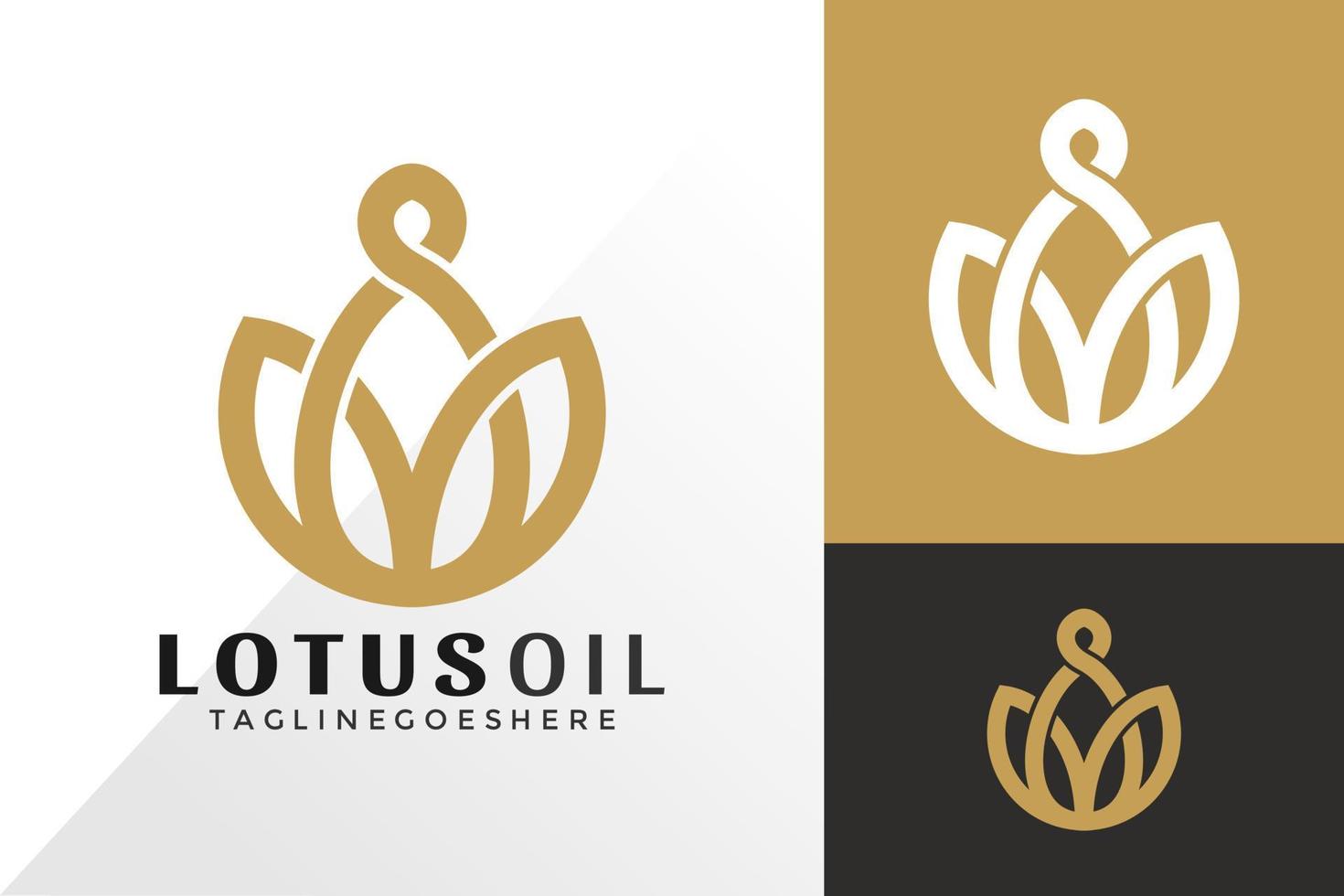 Lotus Beauty Oil Logo Vector Design, Creative Logos Designs Concept for Template