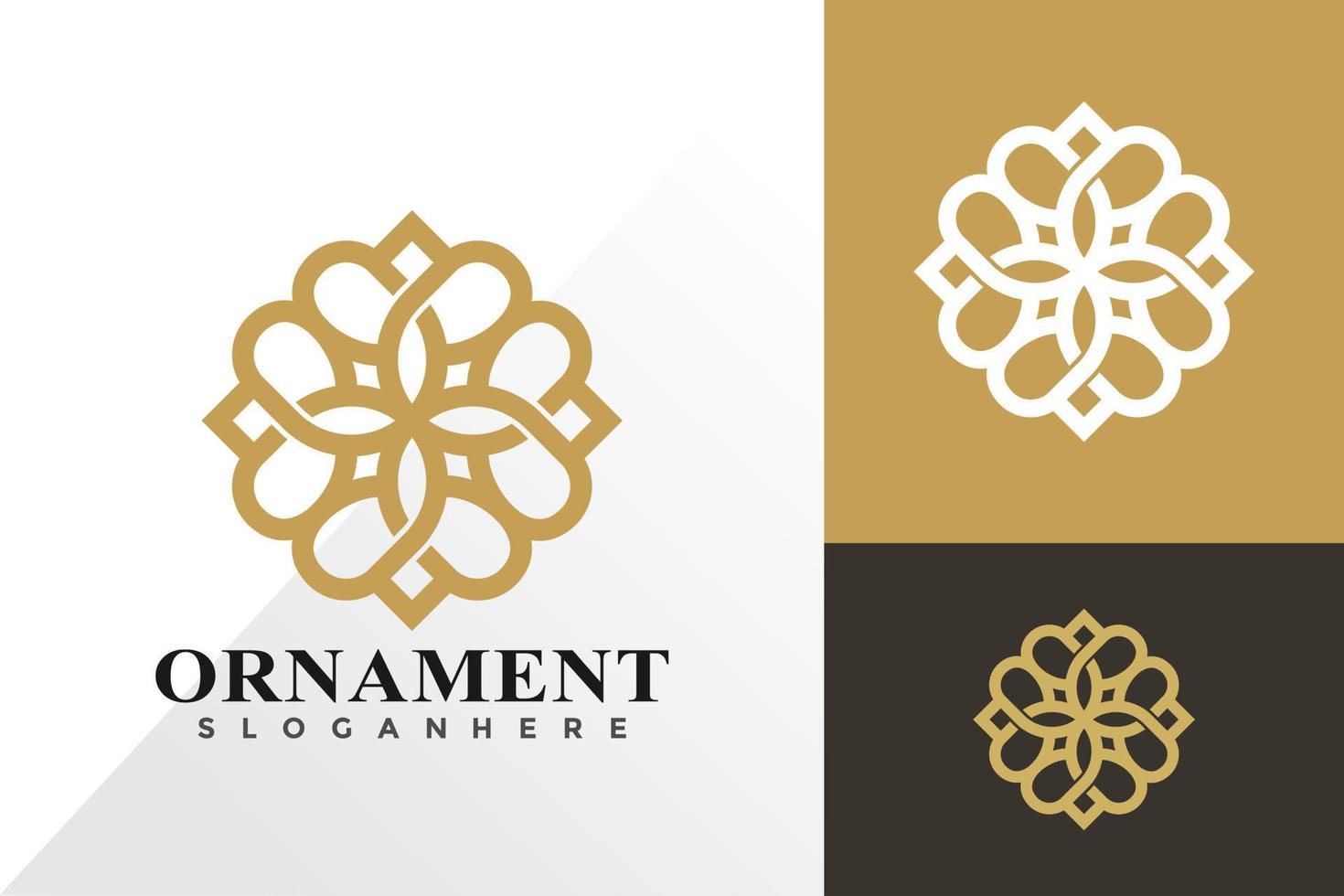 Belleza ornamento floral logo e icono diseño vector concepto de plantilla