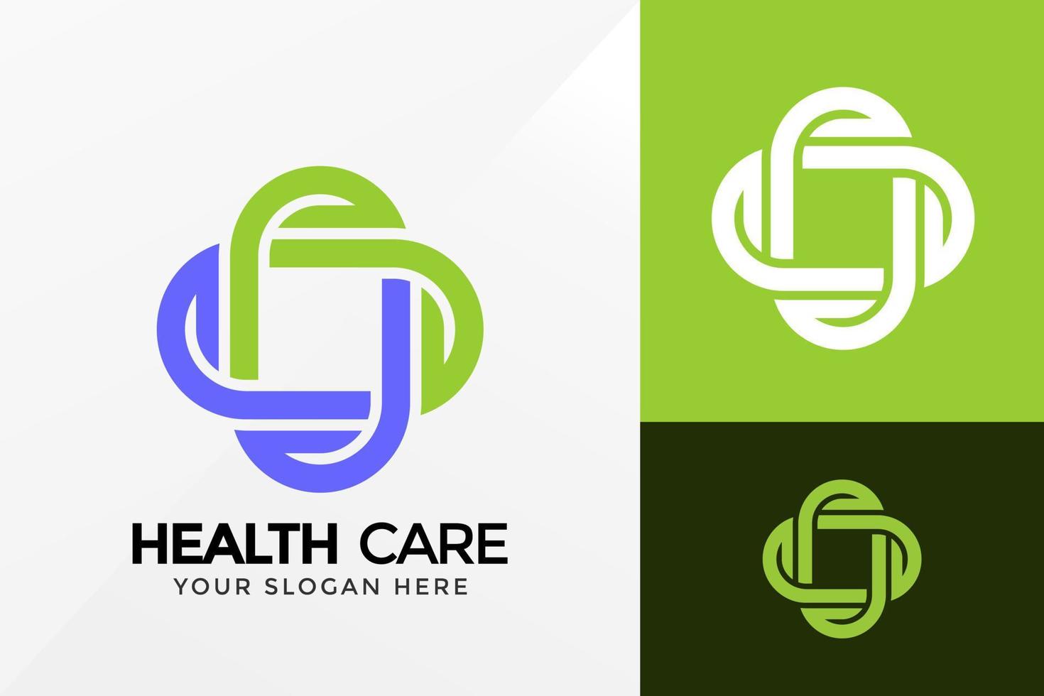 Diseño de logotipo cruzado de atención médica, vector de logotipos de identidad de marca, logotipo moderno, plantilla de ilustración de vector de diseños de logotipo