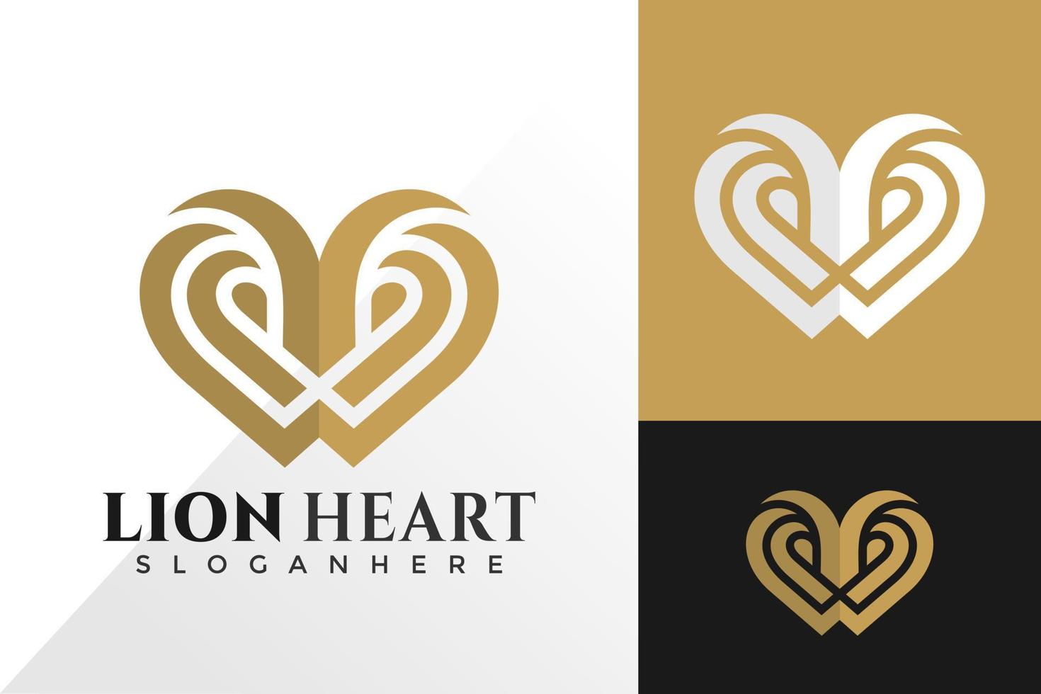 plantilla de vector de diseño de logotipo de amor de león