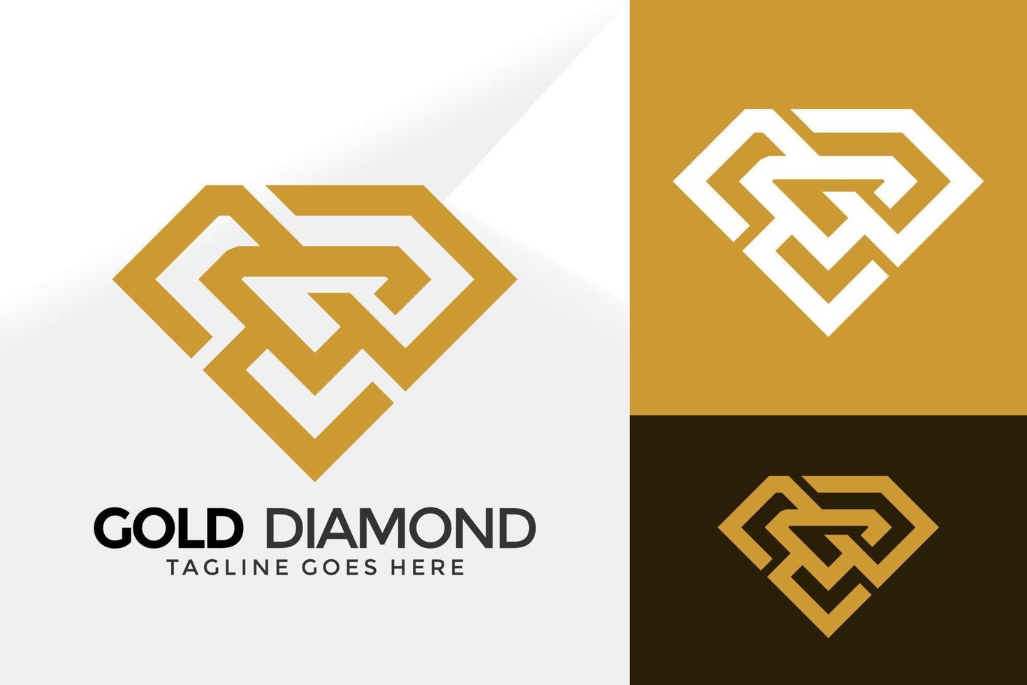 Golden Diamond Shop Logo Design, Brand Identity Logos Designs Vector Illustration Template