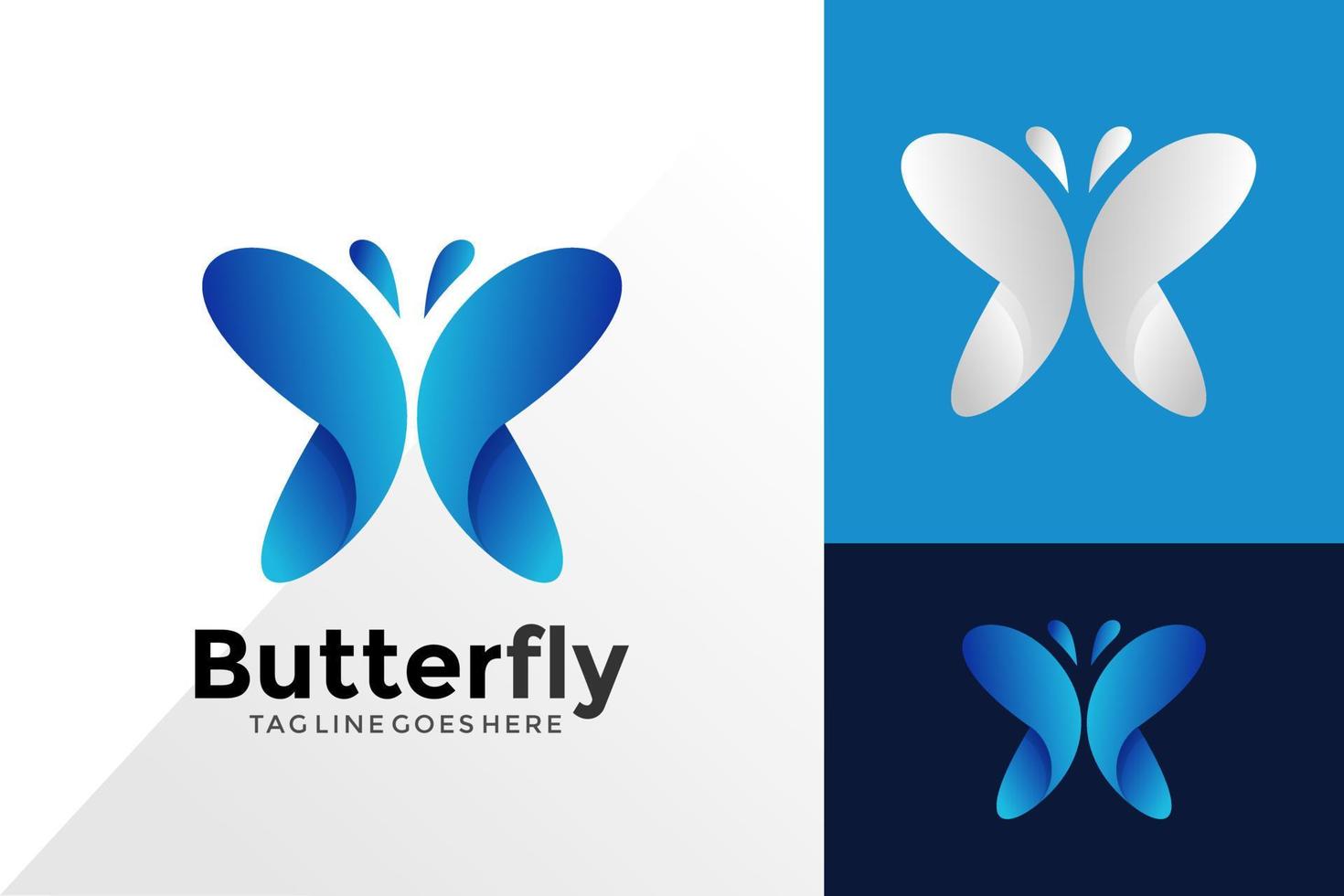 Diseño de logotipo de alas de mariposa, concepto de diseños de logotipos abstractos para plantilla vector