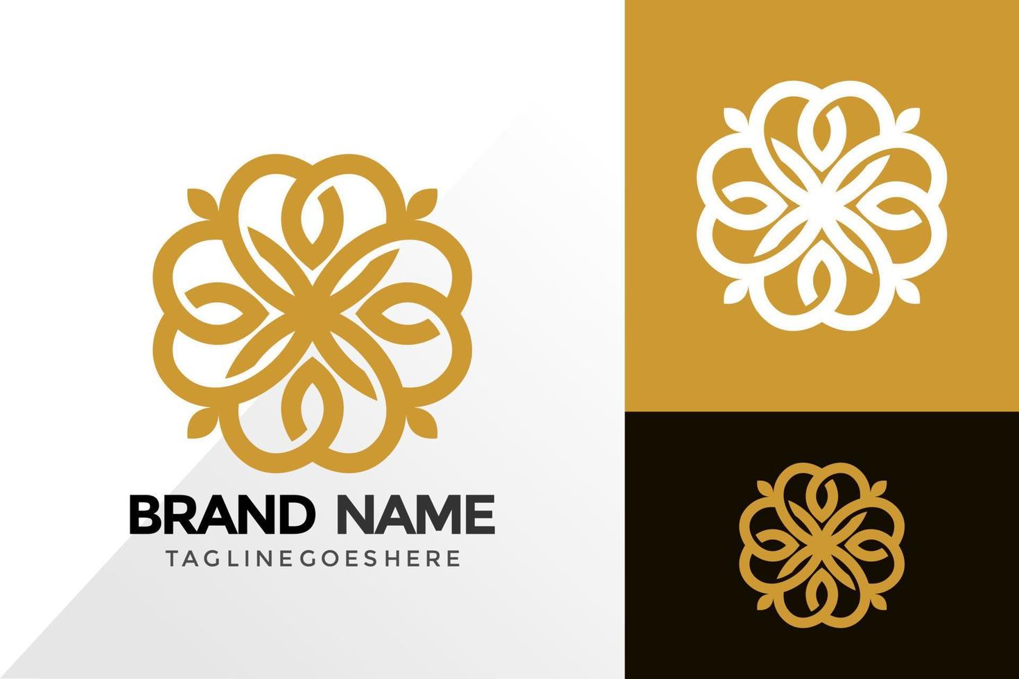 Diseño de logotipo de adorno de flor de amor, concepto de diseños de logotipos abstractos para plantilla vector