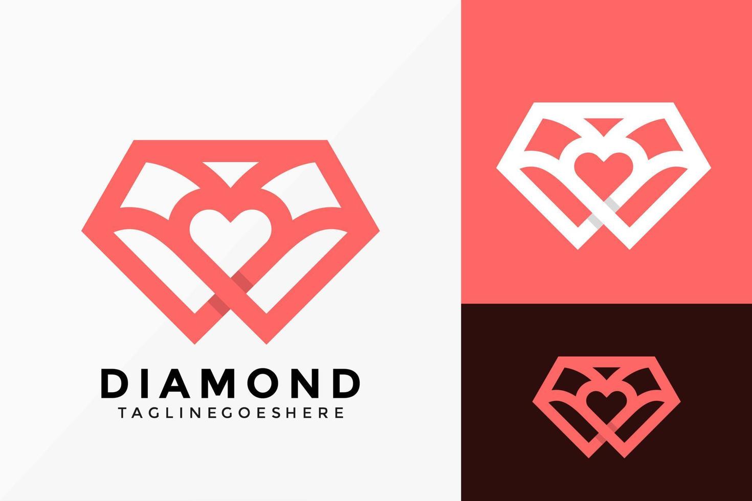 Diamond Love Logo Vector Design. Abstract emblem, designs concept, logos, logotype element for template.
