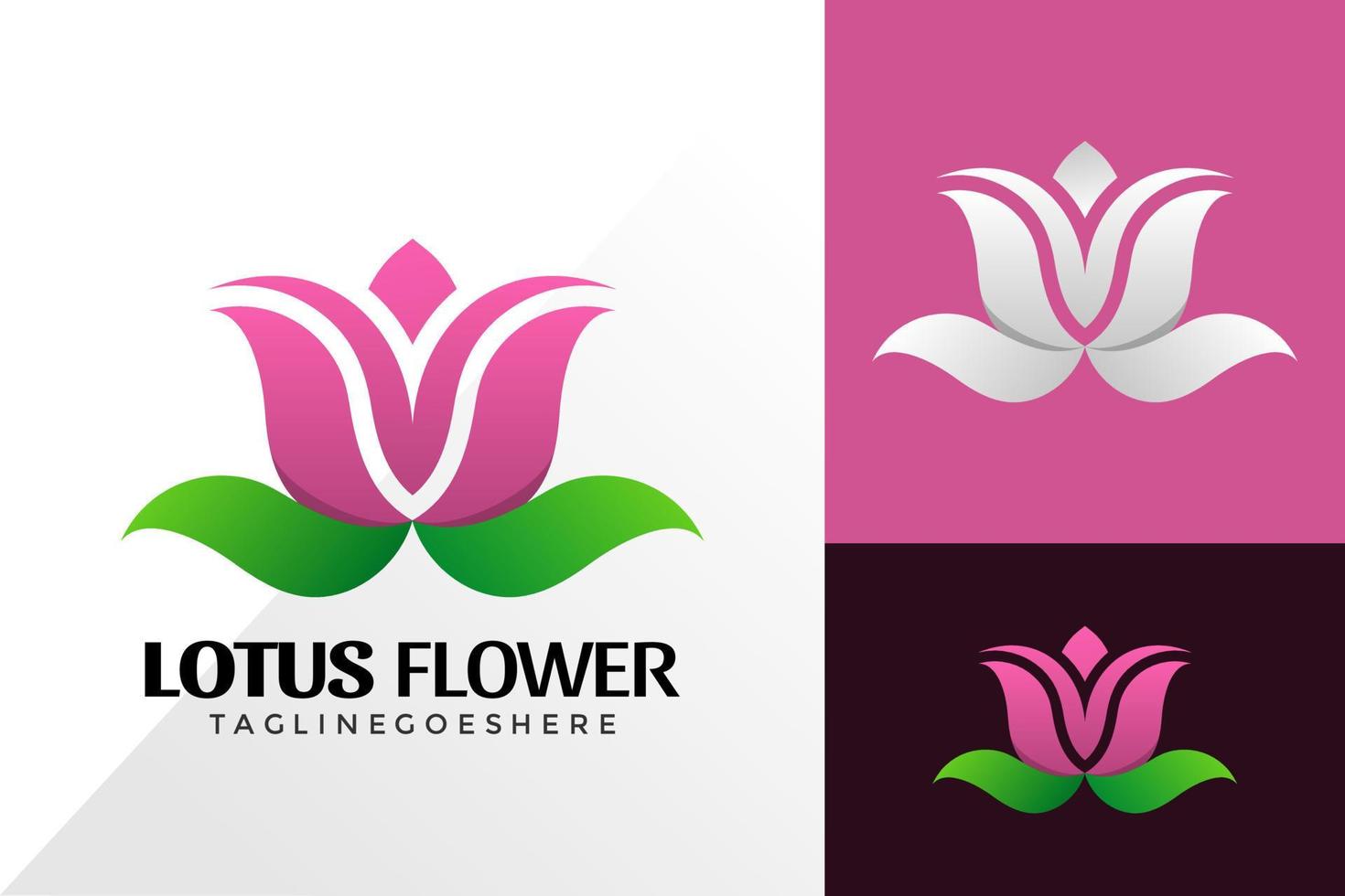 Diseño de vector de logotipo de flor de loto colorido, concepto de diseños de logotipos creativos para plantilla