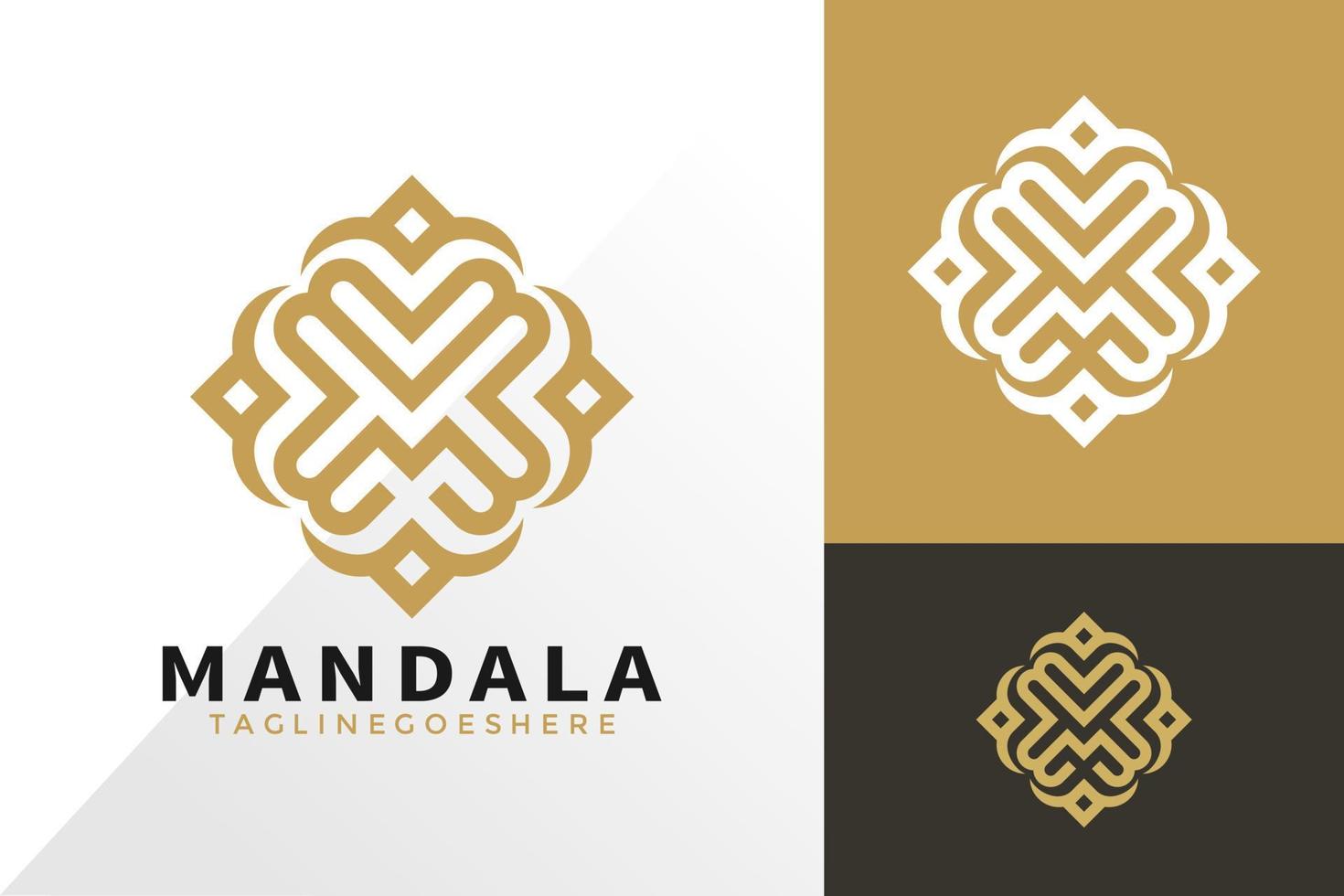 Letra m mandala ornamento logo e icono diseño vector concepto de plantilla
