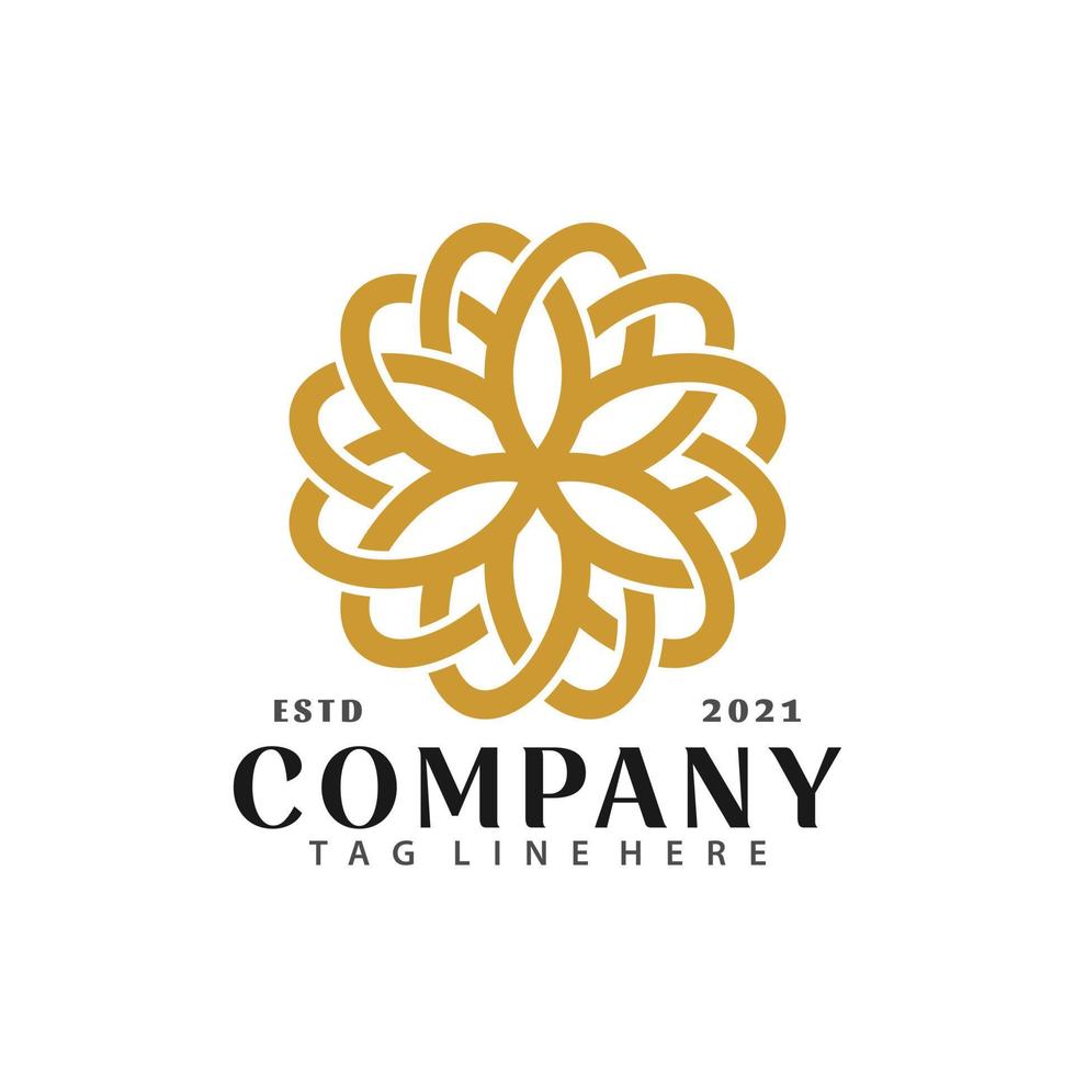Golden Boutique Flower Logo Design, Abstract Logos Designs Concept for Template vector