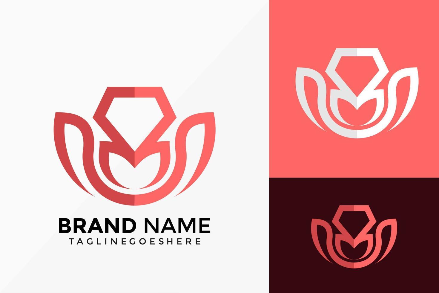 Diseño de vector de logotipo de loto de diamante abstracto. emblema de identidad de marca, concepto de diseños, logotipos, elemento de logotipo para plantilla.