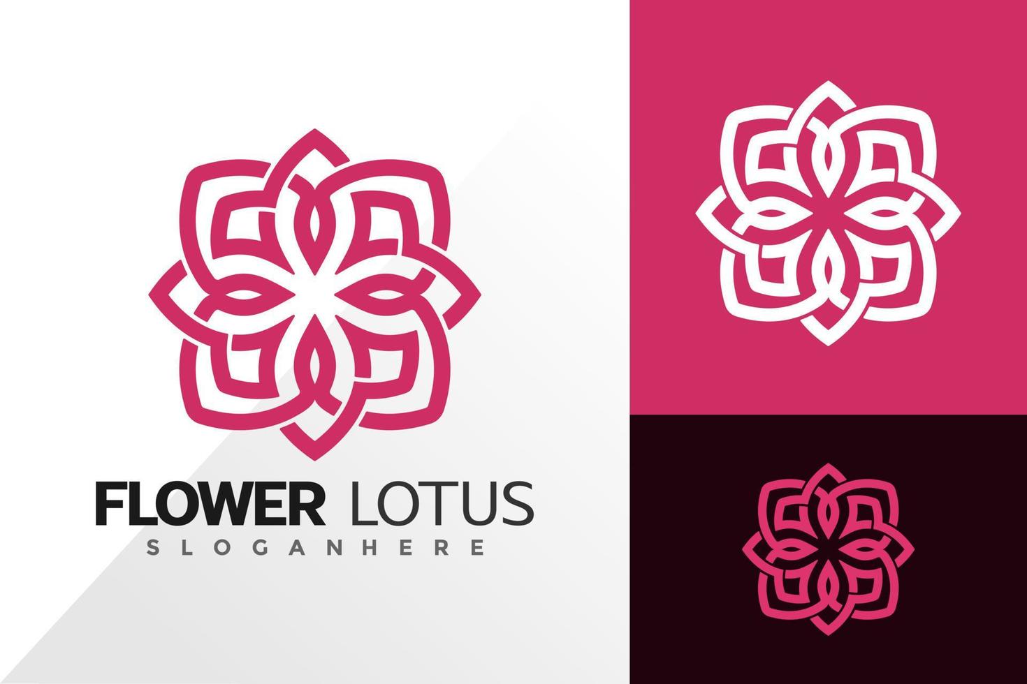 Flower lotus line logo vector design. Abstract emblem, designs concept, logos, logotype element for template