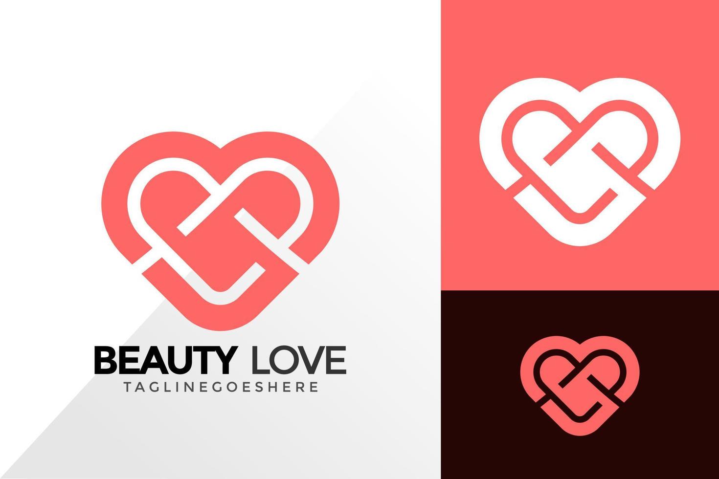 Diseño de logotipo de amor de belleza, concepto de diseños de logotipos abstractos para plantilla vector