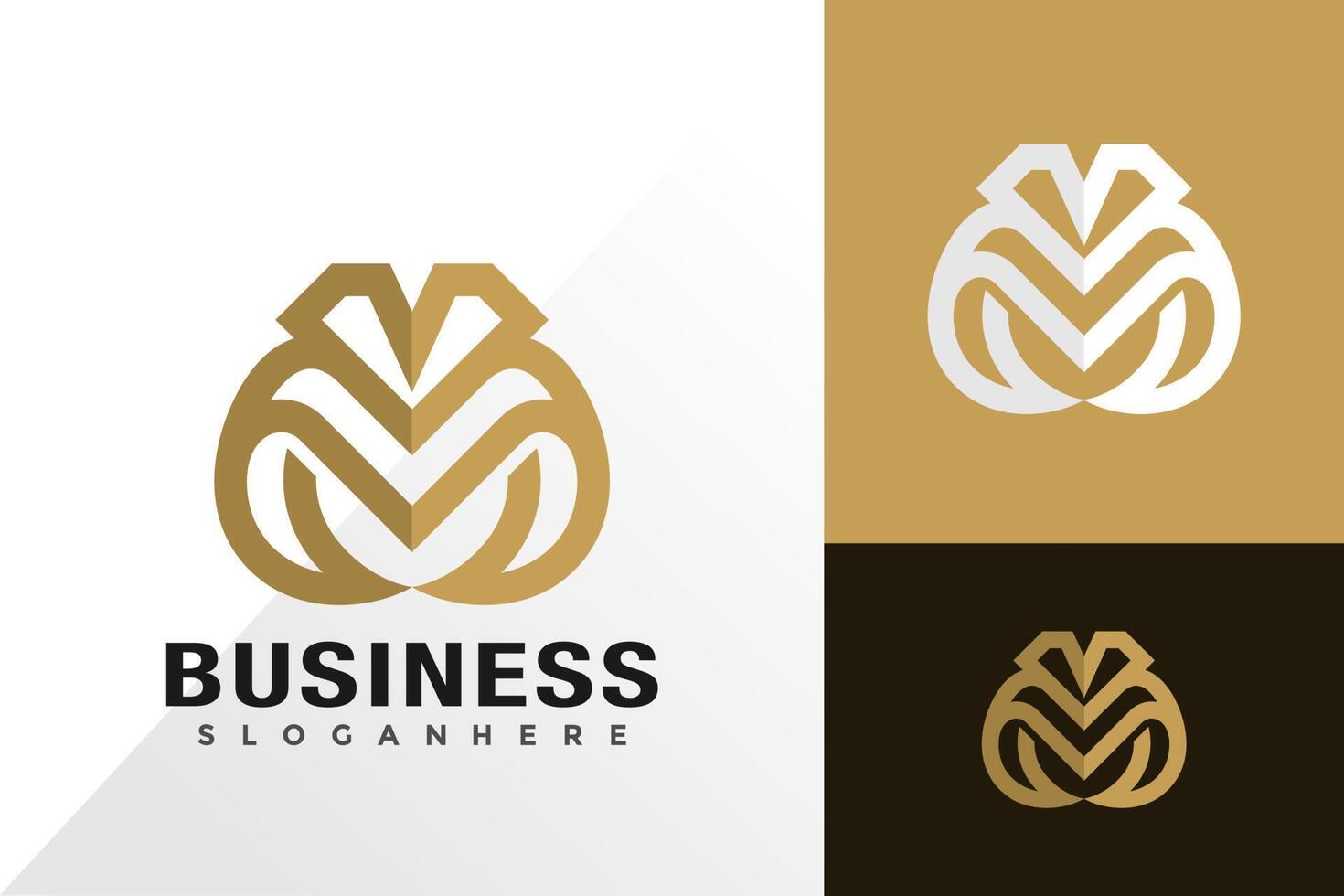 Gold letter m business logo and icon design vector concept for template