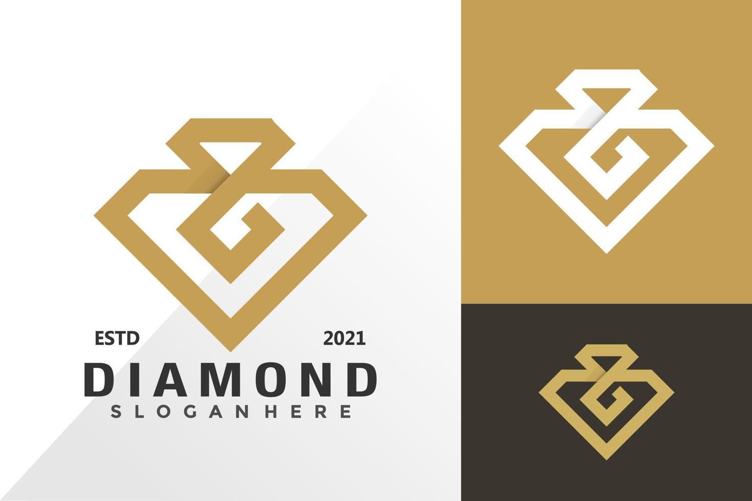 Letra g diamante gemas concepto de vector de diseño de logotipo e icono para la plantilla