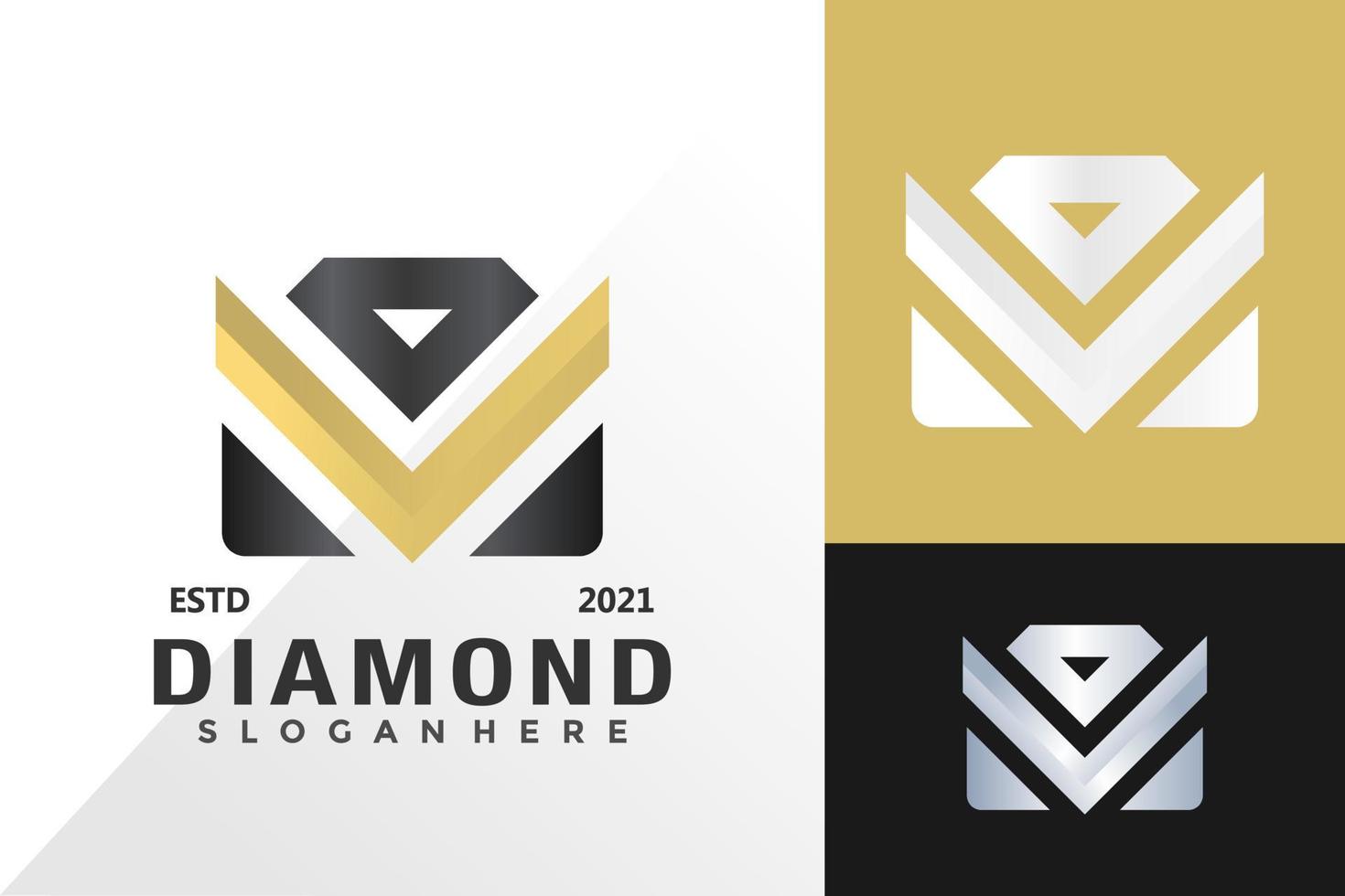 Letter m diamond gems logo and icon design vector concept for template