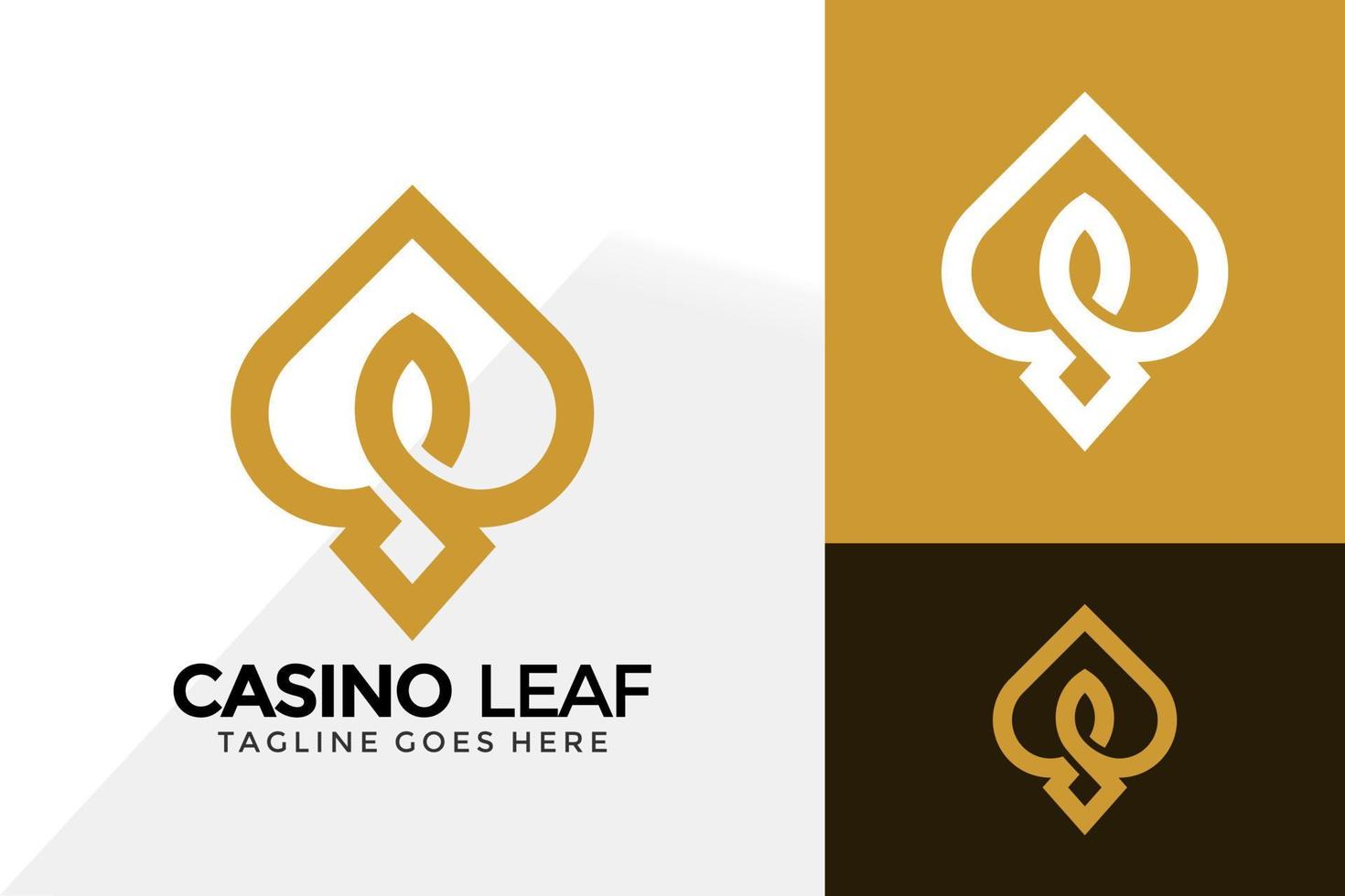 Diseño de logotipo de hoja de casino, diseños de logotipos de identidad de marca, plantilla de ilustración vectorial vector