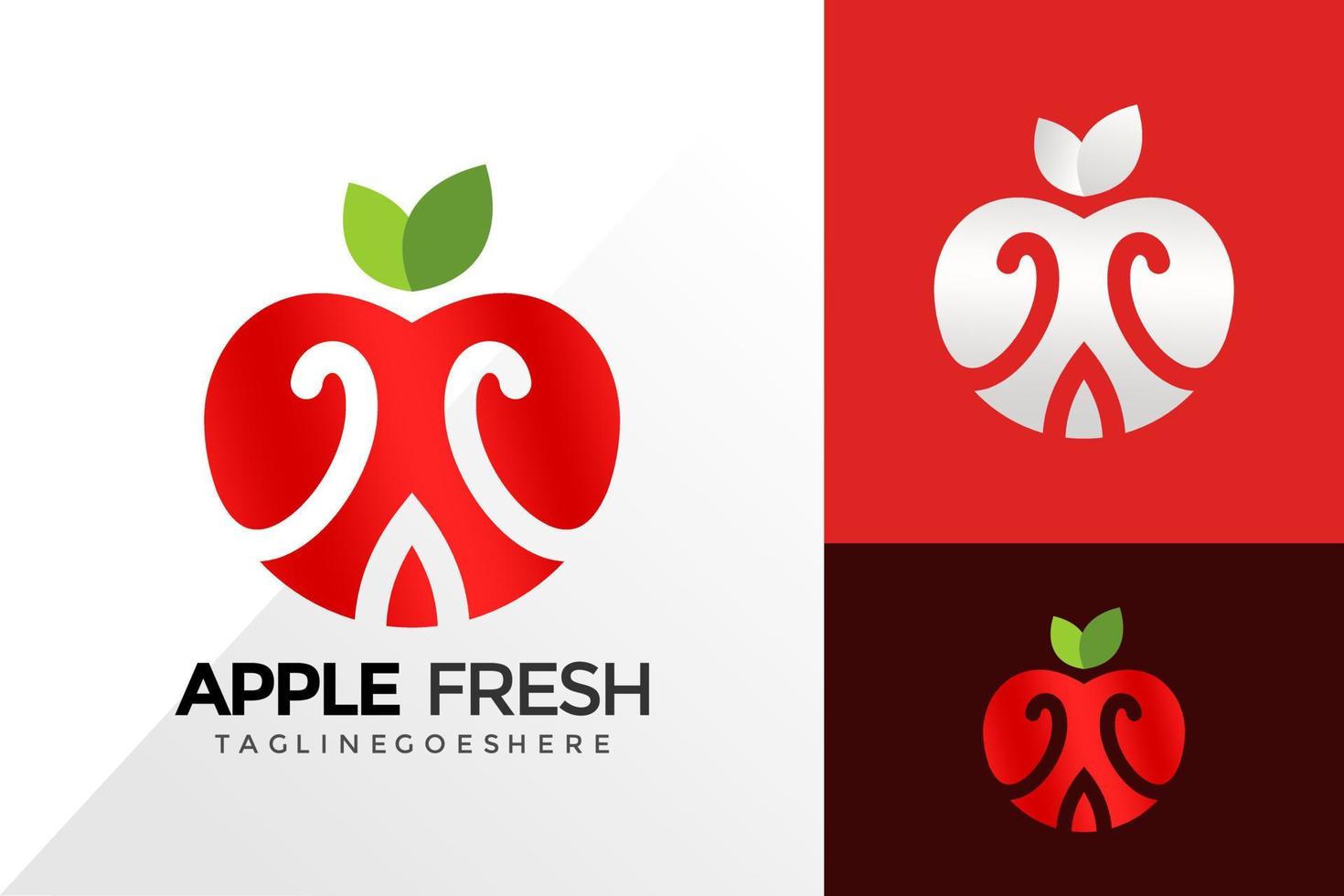 Letter A Apple Fresh Logo Design, Brand Identity Logos Designs Vector Illustration Template