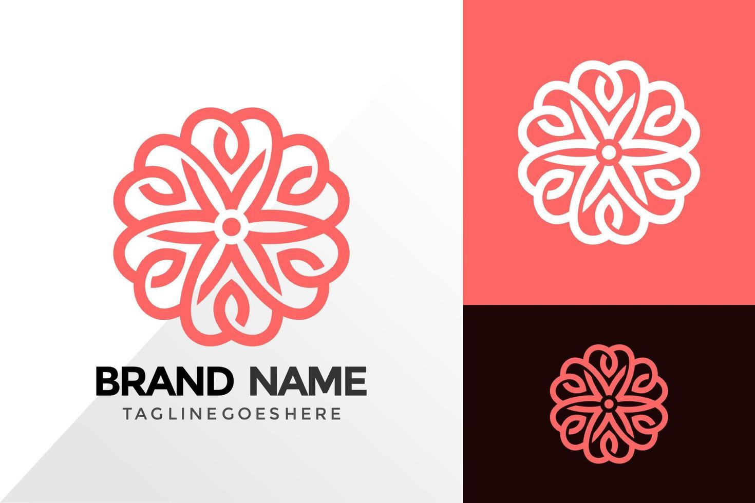 Beauty Heart Ornament Logo Design, Abstract Logos Designs Concept for Template vector