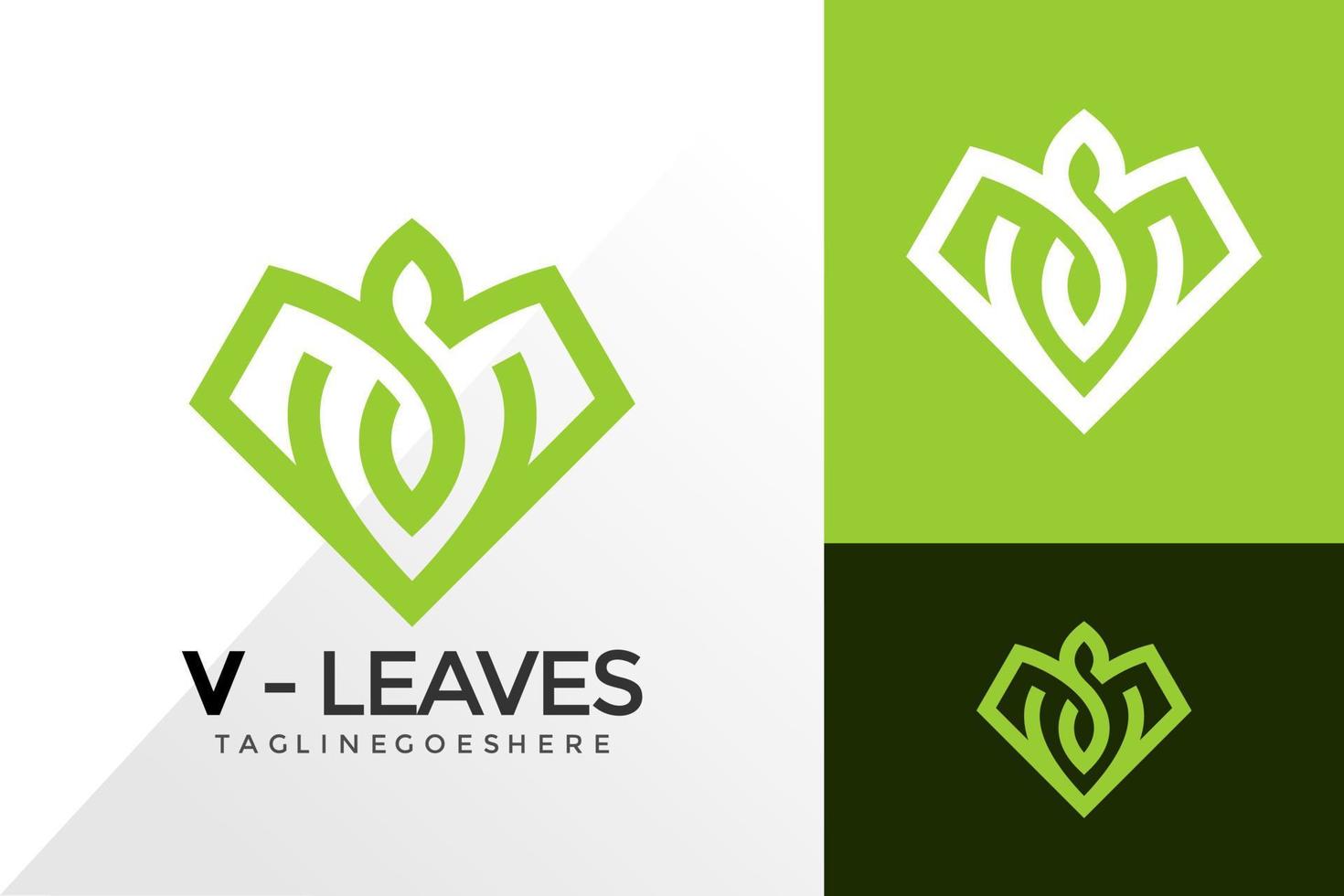 Letter V Leaves Logo Design, Brand Identity Logos Designs Vector Illustration Template